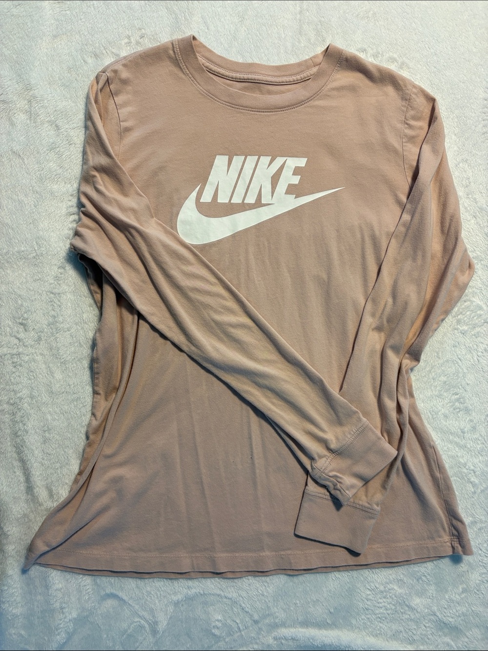 Nike Long Sleeve Logo Tee in Mauve Pink